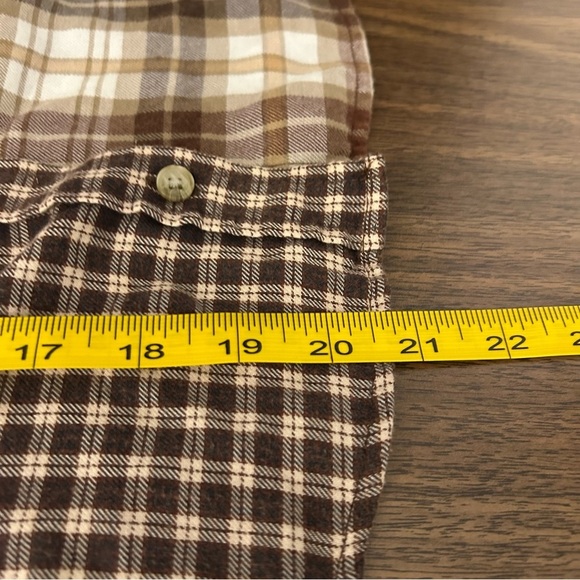 💕AE Brown Plaid women patchwork cropped Shirt S - Picture 9 of 10